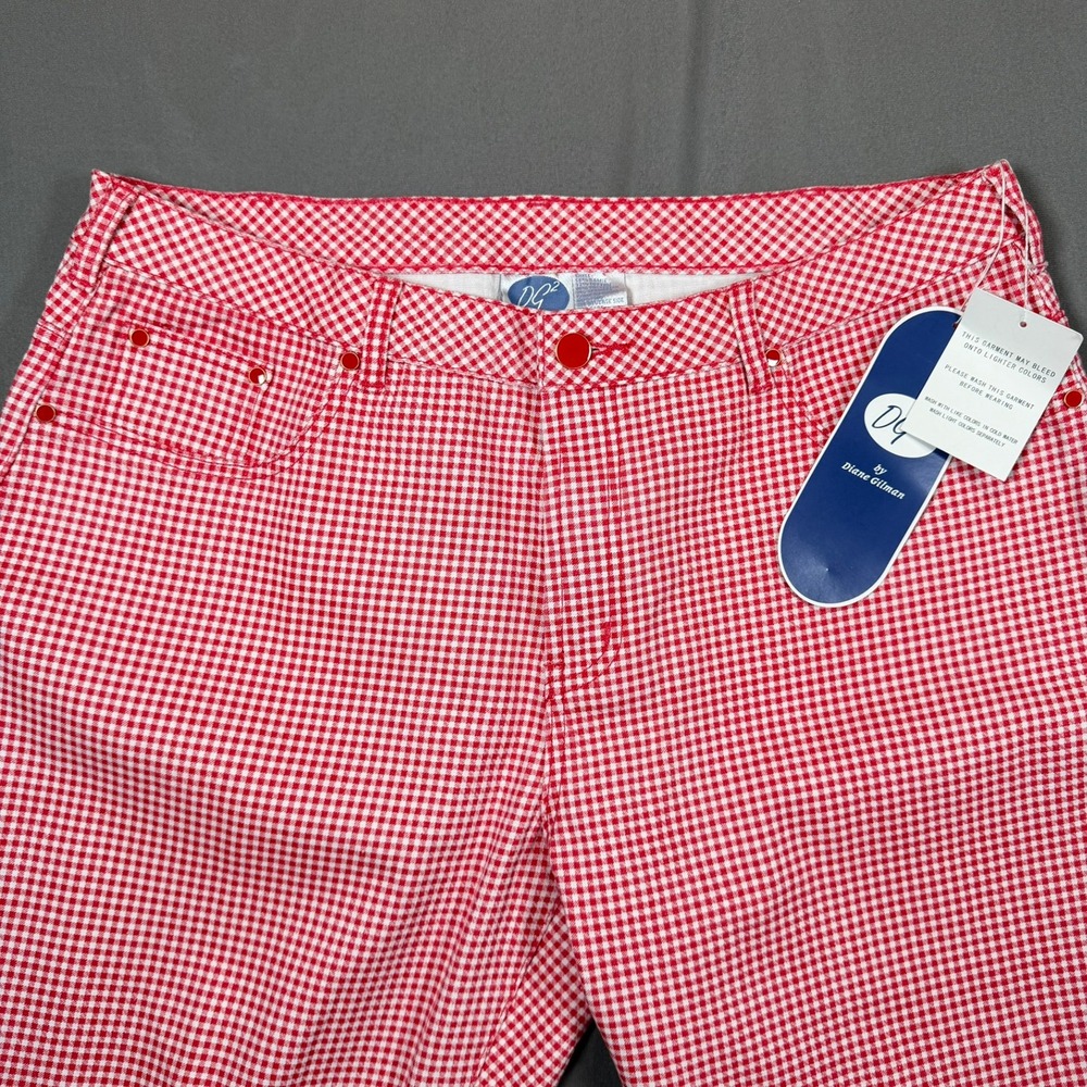 DG2 by Diane Gilman Womens 16WP Red Gingham Check Straight Leg Pants Casual - Picture 9 of 16